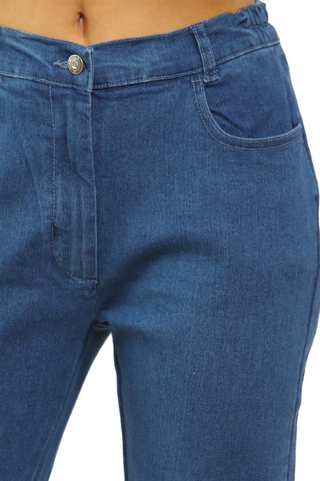 Vaqueros MYT con cintura elástica lateral para mujer en azul - Image 4
