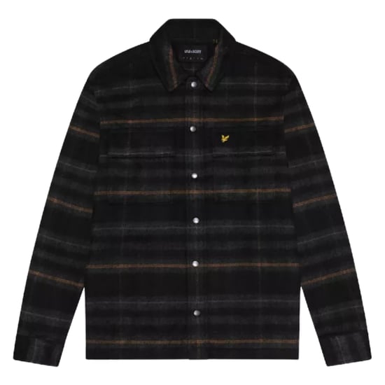 Sobrecamisa negra azabache de tartan cepillado de Lyle & Scott - Image 1