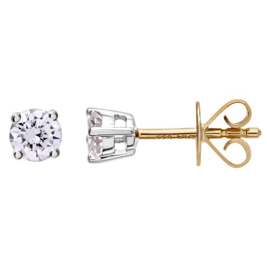 Aretes de diamantes, aretes de oro amarillo de 18 ct con diamantes redondos brillantes certificados IJ/I, peso de diamante de 0,33 ct - Image 2