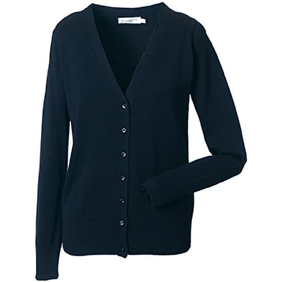 Russell Collection Ladies/Womens V-neck Knitted Cardigan (French Navy) - Image 2