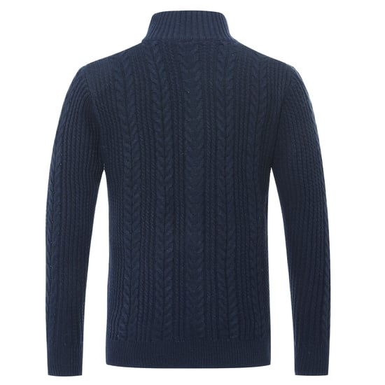 Men's Cardigan with Zip Cardigan Chunky Knit with Stand-Up Collar Blue