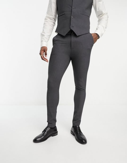 ASOS DESIGN super skinny suit trousers in charcoal-Grey