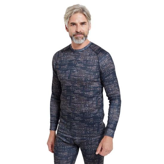 Mountain Warehouse Mens Talus Printed Long-Sleeved Thermal Top (Black)