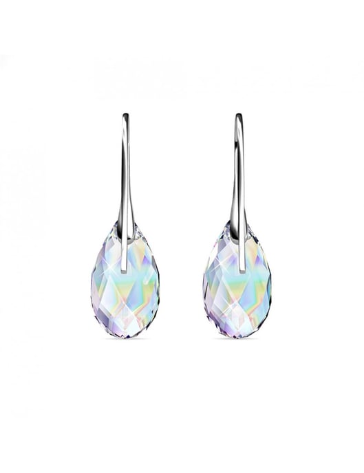 Pendientes de gancho en forma de lágrima - Plata y blanco brillante - Image 5