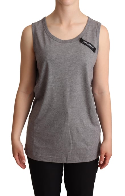 Top sin mangas de cuello redondo gris para mujer de Dolce & Gabbana - Image 1