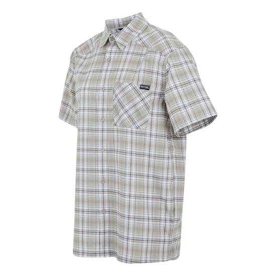 Regatta Mens Begarno Checked Short-Sleeved Shirt (White/Golden Sand/Treetop) - Image 3