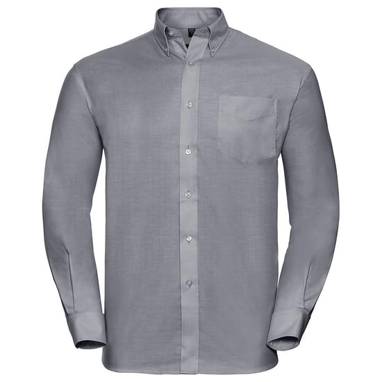 Russell Collection Mens Long Sleeve Easy Care Oxford Shirt (Silver Grey) - Image 1