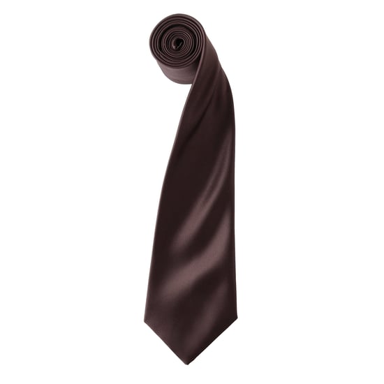 Premier Mens Plain Satin Tie (Narrow Blade) (Brown) - Image 1