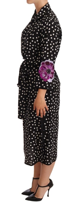 Vestido Floral de Contraste en Negro y Blanco con Cristales y Lentejuelas de Dolce & Gabbana para Mujer - Image 4