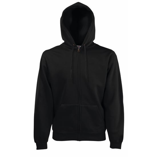 Fruit Of The Loom Mens Premium 70/30 Hooded Zip-Up Sweatshirt / Hoodie (Black)