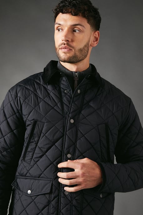 Cord Collar Diamond Quilted Jacket
