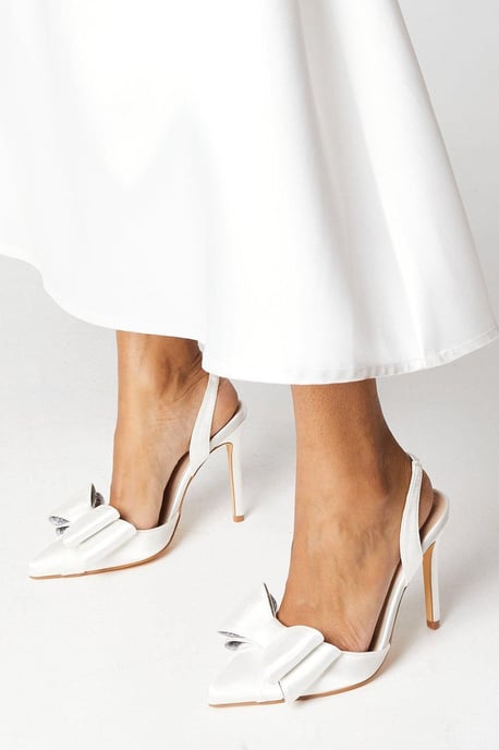 Tamara Bridal Satin Bow Sling Back Stiletto Court Shoes