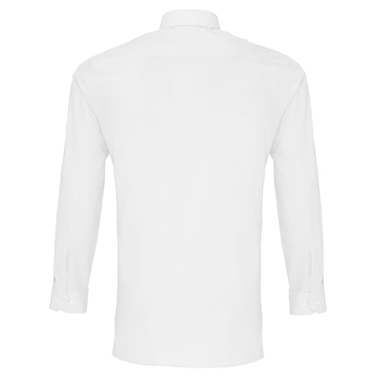 Premier Mens Long Sleeve Fitted Poplin Work Shirt (White) - Image 2
