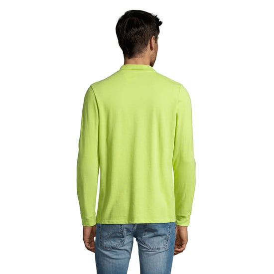 SOLS Mens Perfect Plain Pique Long-Sleeved Polo Shirt (Apple Green) - Image 2