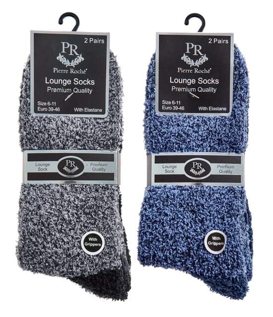 4 Pares de Calcetines de Cama para Hombre |Thermal Anti Slip Fuzzy Slipper Socks - Gris / Azul - Image 2