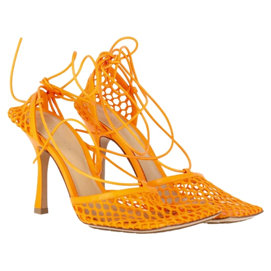 Bottega Veneta Stretch Lace Up Sandals in Orange Leather - Image 5