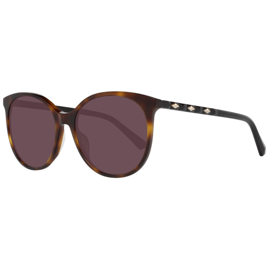 Gafas de sol redondas Swarovski de mujer en degradado marrón havana oscuro - Image 1