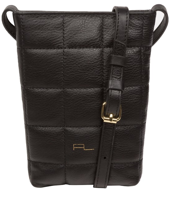 'Elouise' Black Nappa Leather Cross Body Phone Bag