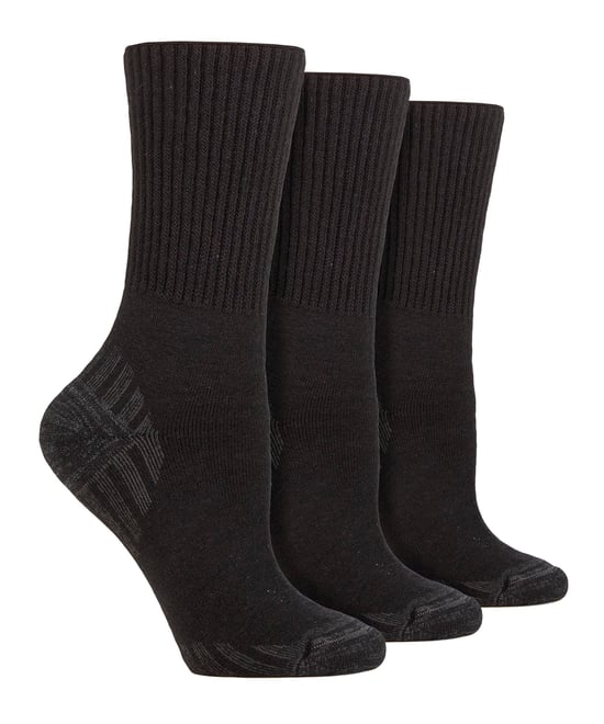 3 Pack Calcetines Diabéticos para Caminar para Hombre | IOMI FOOTNURSE | Extra Wide Soft Top Seamless Hiking Socks - Negro - Image 1