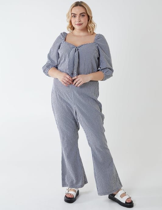 EDIE - Curve Gingham Jumpsuit