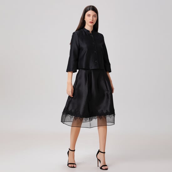 Lace Trim Organza And Taffeta Skirt - Image 5