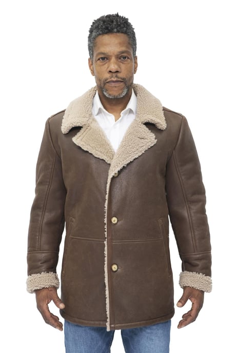 Mens Classic Sheepskin Leather Crombie Jacket-Brisbane