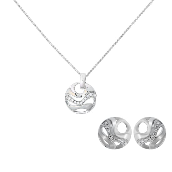 Orphelia 'Elvina' Women's 925 Sterling Silver Set: Chain-Pendant + Earrings - Silver SET-7085 - Image 1