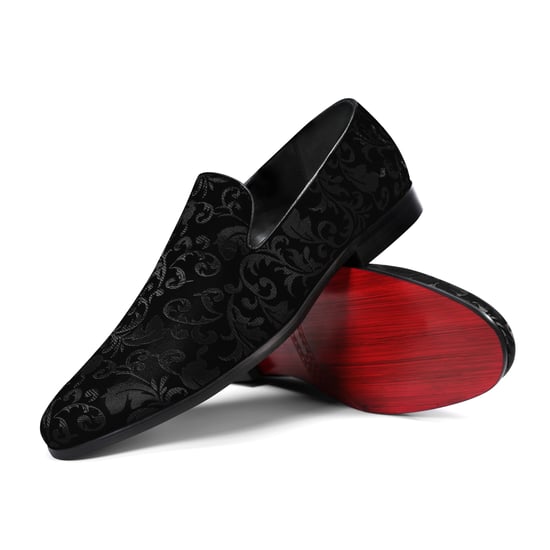 Men's Penny Loafers with Elegant Jacquard Black - Image 2