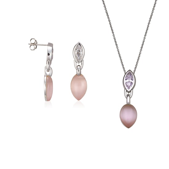 Orphelia Women's 925 Sterling Silver Set: Chain-Pendant + Earrings - Silver SET-5915 - Image 1