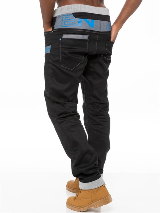 Enzo | Pantalones vaqueros con puños para hombre - Negro/Azul - Image 3