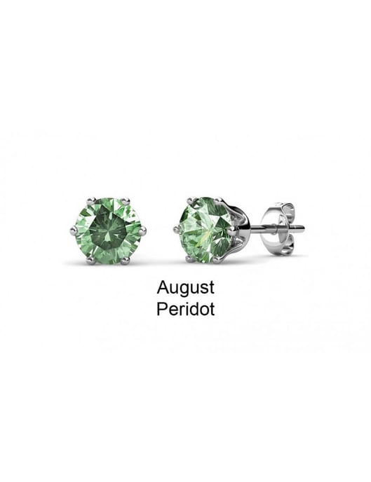 Pendientes Aout con piedra de nacimiento - Plata y verde claro - Image 3