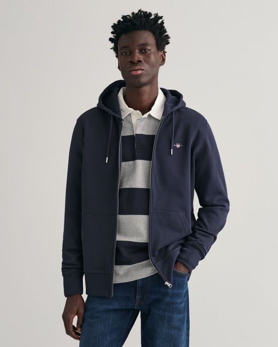 GANT Mens Regular Fit Shield Logo Full Zip Hoodie - Image 1