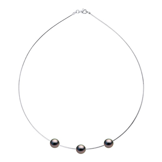 DIADEMA - Necklace - Omega - Silver and 3 Real Tahitian Pearls
