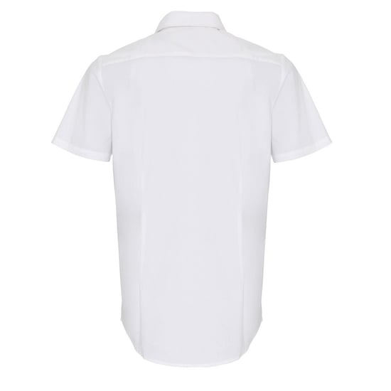 Premier Mens Poplin Stretch Short-Sleeved Shirt (White) - Image 2