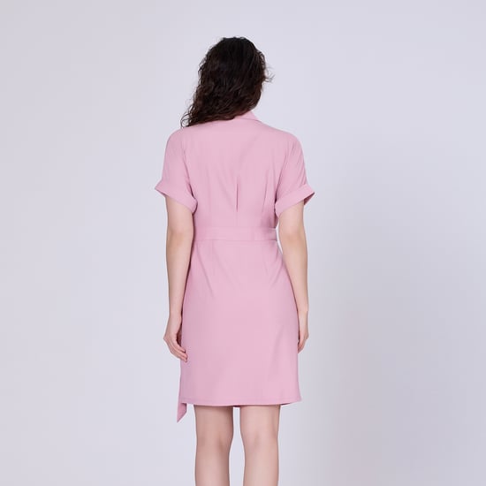 Wrap minimalist dress and italian collar
