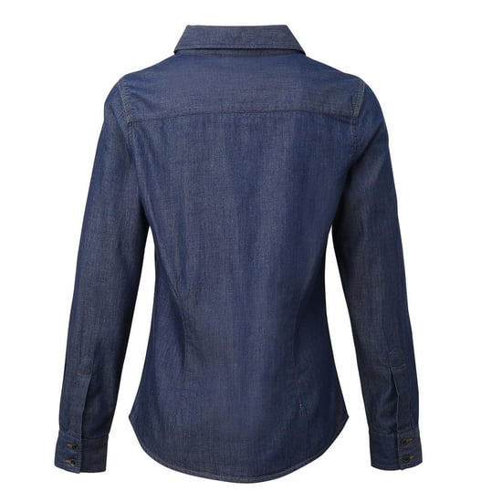 Premier Womens/Ladies Stitch Shirt (Indigo Denim) - Image 2