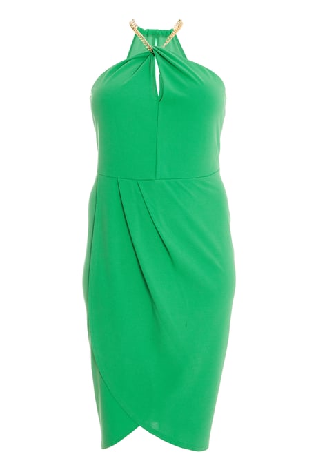 Curve Green Halter Neck Midi Dress