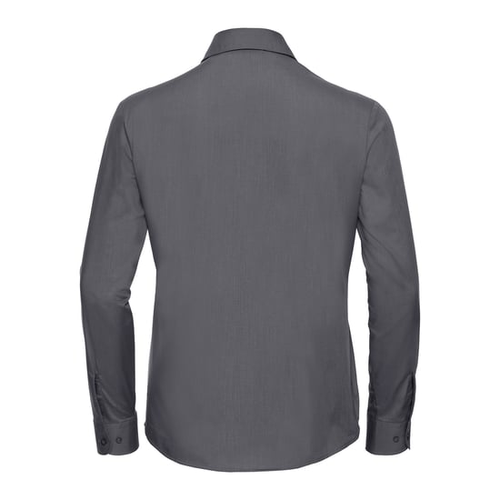 Russell Collection Womens/Ladies Poplin Easy-Care Long-Sleeved Shirt (Convoy Grey) - Image 2