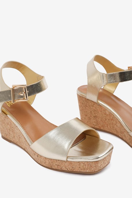Wheres That From Womens 'Imelda' Wide Fit Wedge Sandals With Buckle Ankle Strap