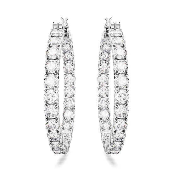 Swarovski 'Matrix' Women's Base Metal Hoop Earrings - Silver 5647715 - Image 2