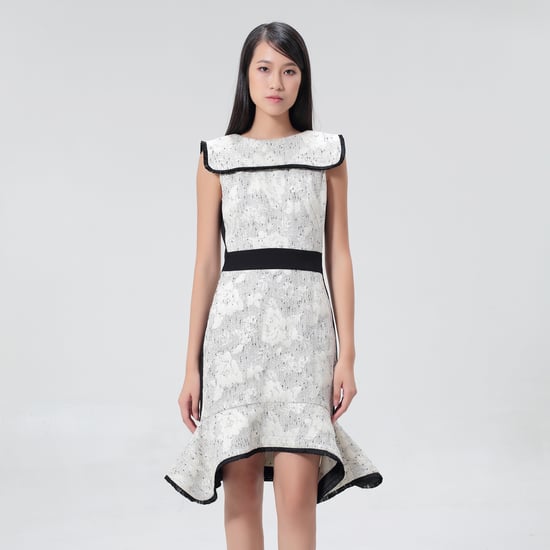Tailored brocade dress with contrasting braids - Image 1