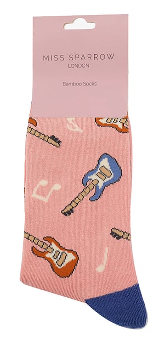 Miss Sparrow - Calcetines Novelty Guitar Bamboo para Mujer - Guitarra (Rosa) - Image 2