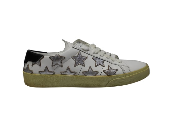 Saint Laurent Paris SL/06 Metallic Stars Low Sneakers in White Leather - Image 1