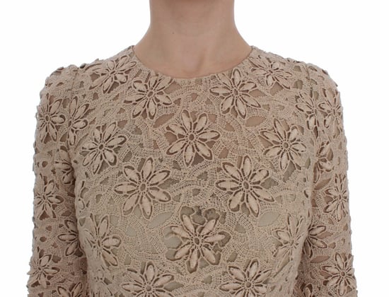 Vestido Maxi Sin Mangas de Encaje Floral Beige para Mujer de Dolce & Gabbana - Image 5