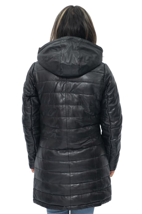 Womens Leather Puffer Parka Jacket-Andria