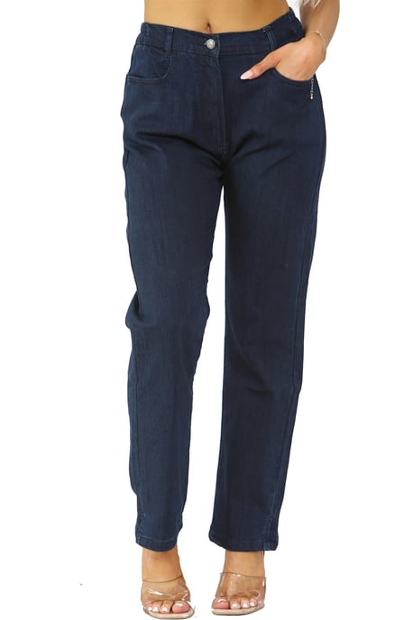 Vaqueros MYT con cintura elástica lateral para mujer en azul oscuro - Image 1