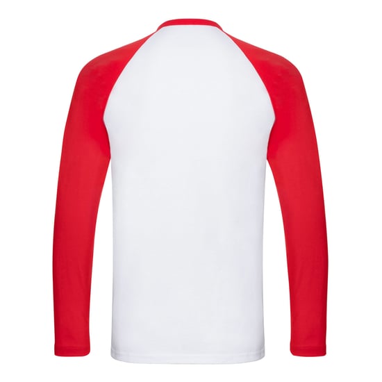Fruit of the Loom Mens Contrast Long-Sleeved Baseball T-Shirt (White/Red) - Image 2