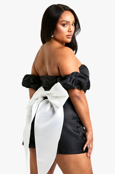 Plus Taffeta Bow Back Playsuit