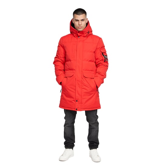Crosshatch Mens Milwaka Long Padded Jacket (Red)