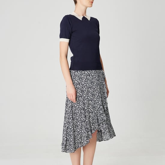 Cross-ruffles and floral print skirt - Image 4
